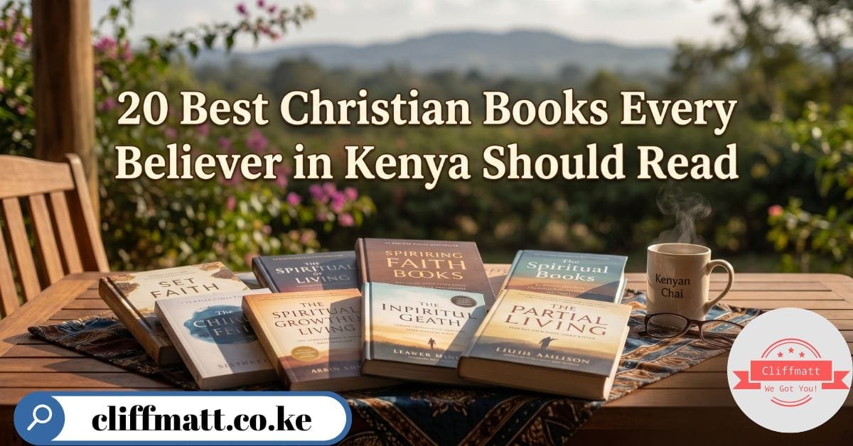 A collection of the 20 best Christian books for Kenyan believers in 2026 — including titles by Joyce Meyer, Stormie Omartian, Rick Warren, and Myles Munroe — available as PDF ebooks at Ksh 100 on Cliffmatt Books Kenya